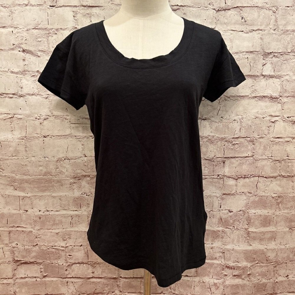 MADEWELL Womens Black Short Sleeve Scoop Neck Tee Shirt Organic Cotton XXS NEW